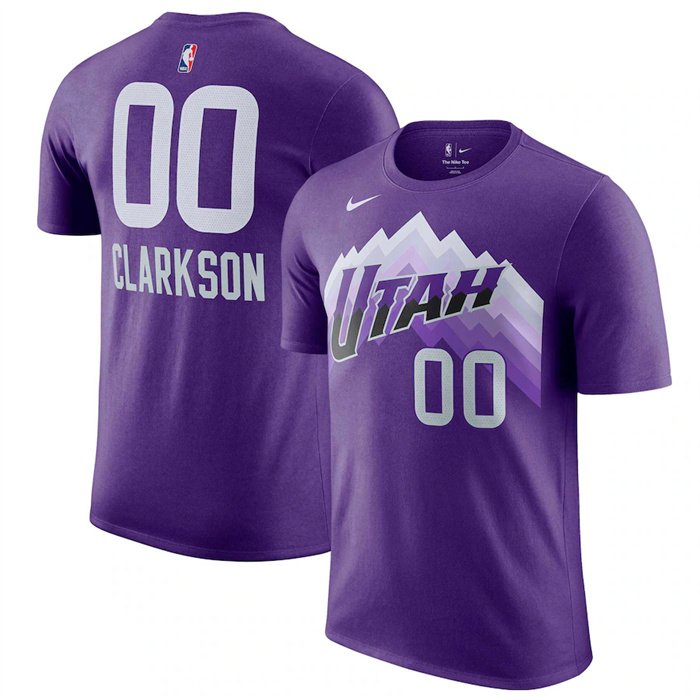 Men's Utah Jazz #00 Jordan Clarkson Purple 2023/24 City Edition Name & Number T-Shirt